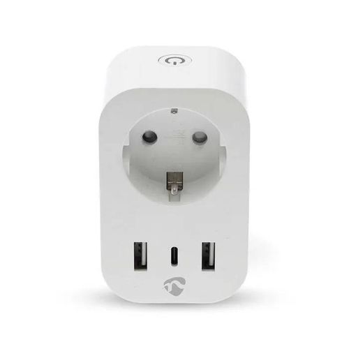 Prise Connectée - NEDIS - Type E - 3680W - 2 Ports USB-A - USB-C PD - Minuterie