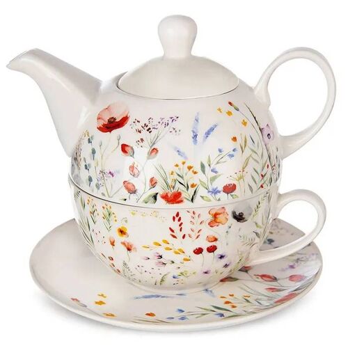 Set Théière Et Tasse - Orion - Maki - Porcelaine Blanche - 3 Pièces - Compatible Lave-Vaisselle