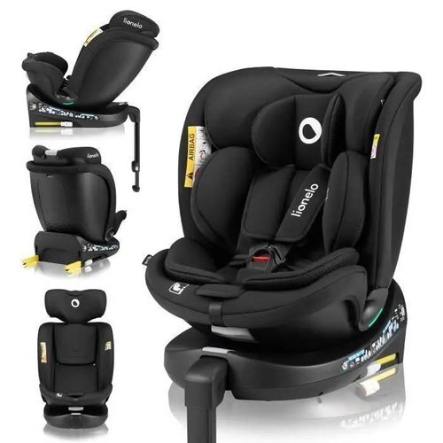Siège Auto Évolutif Lionelo Navy I-Size - Base Pivotante 360° - 40-150 Cm - Isofix - Groupe 0+/1/2/3 - Noir
