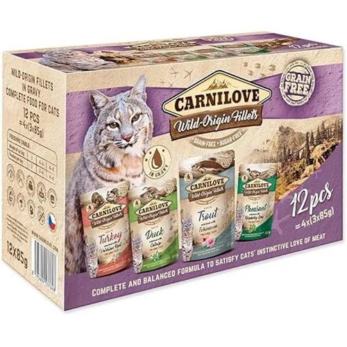 Pâtée Pour Chat - Carnilove - Multipack 12x85g - Alimentation Adulte - Taille Moyenne - 100% Naturel