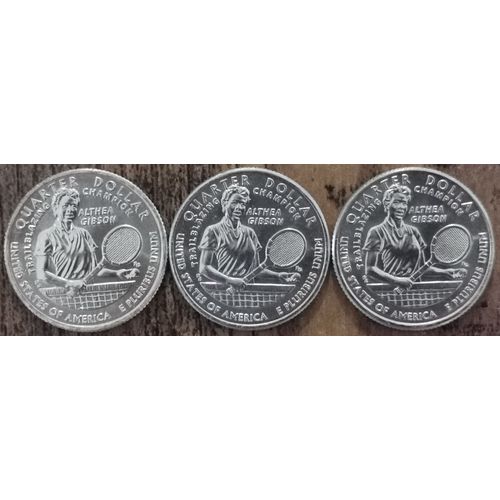 Lot 3 Quarter Dollar Usa Althea Gibson 2025 D / P & S - American Woman