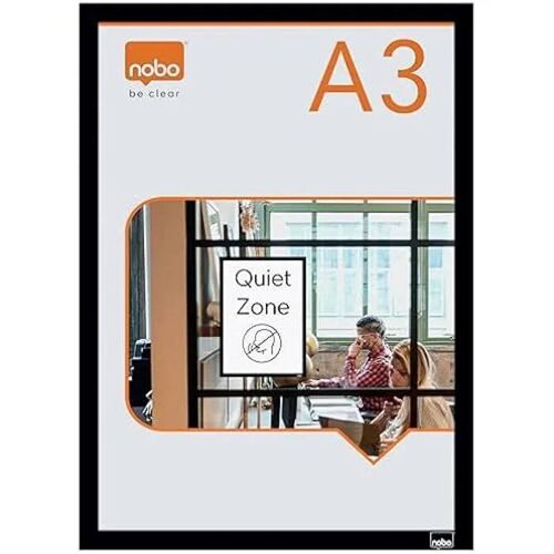 Porte-Affiche A3 - Nobo - Cadre Mural Clipsable - Autocollant - Remplacement Facile - Lot De 2
