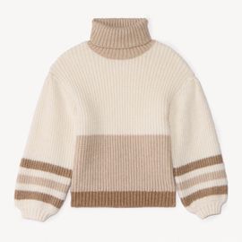 Pull En Tricot Oversize Avec Col Roulé Pour Fille - Beige