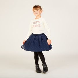 Jupe Volantée En Crêpe Pailletée Pour Fille - Bleu Marine