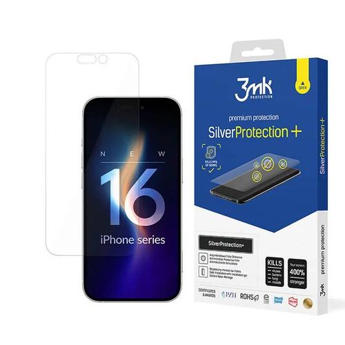 Film de protection - 3mk - iPhone 16 Plus - Argent - Ultra-transparent - Résistant aux rayures