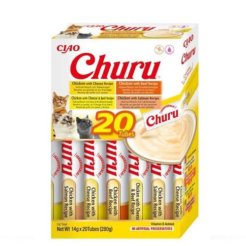 Friandise Pour Chat - Inaba - Churu - Poulet Et Boeuf - 20 Tubes - Sans Céréales