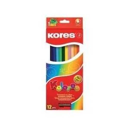 Kores Crayons De Couleur, Étui En Carton De 24 +