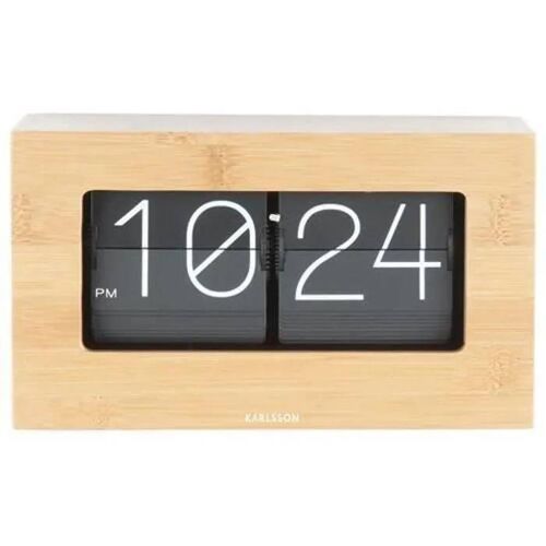 Horloge de table - KARLSSON - KA5620WD - Bambou brillant - Cadran noir - Design moderne