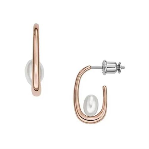 Boucles D'oreilles - Skagen - Agnethe - Plaqué Or Rose - Perles Véritables - 2 Cm