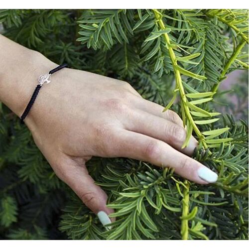 Bracelet Kabbale Noir Avec Cordon Arbre De Vie Agb535