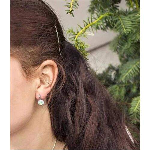 Boucles D'oreilles - Beneto - Aguc1206 - Argent 925 - Opales Synthétiques - Cristaux Clairs