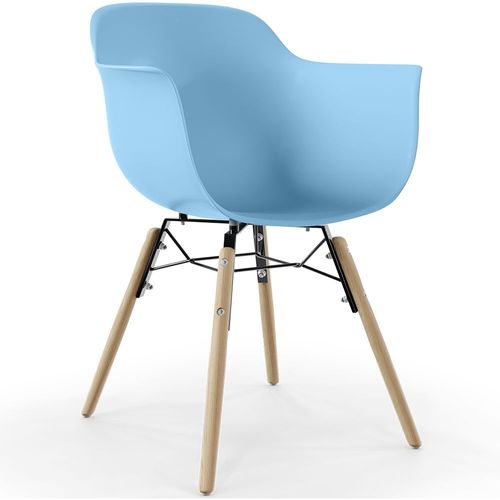 Chaise de Salle à Manger Design Scandinave - Pieds en Bois - Skandiva Bleu clair