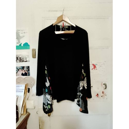 Top Asymétrique Noir Motifs Colorés 42 Xl Desigual.