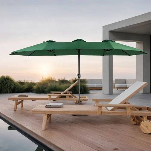 Parasol Extérieur Rectangulaire Double Face De 4,5 M Avec Manivelle (Vert Foncé)¿ (Sans Pied)¿