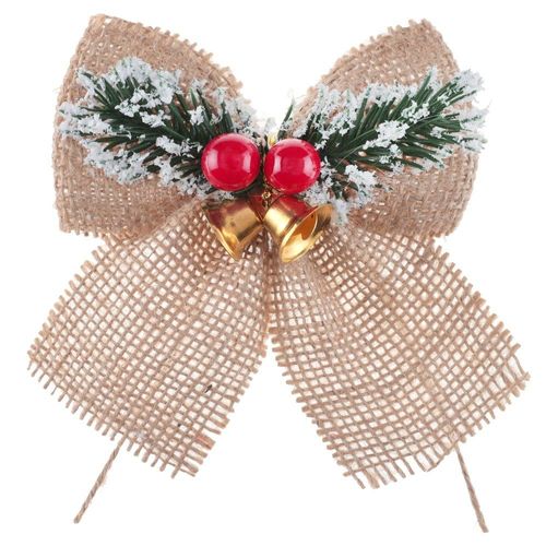 NUD JUTE BRANCHAGES GRELOTS 12X12X3.5CM ROUGE