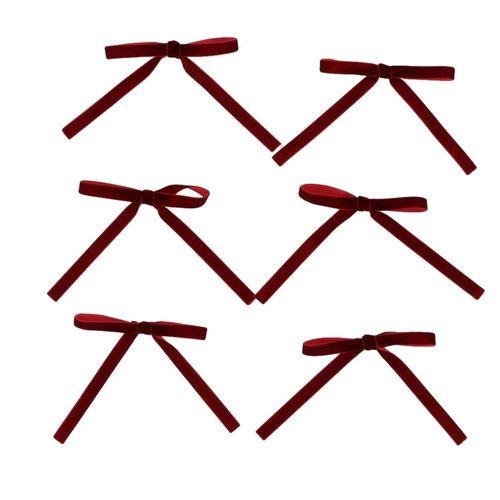 6 N?'UDS FINS RUBAN VELOURS 13X13CM BORDEAUX