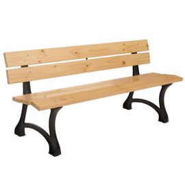Banc De Jardin Hwc-O20, Banc De Parc Banc En Bois 3 Places, Fonte Bois Pin Certifié Mvg, 170cm   Brun Clair