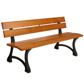 Banc De Jardin Hwc-O20, Banc De Parc Banc En Bois 3 Places, Fonte Bois Pin Certifié Mvg, 170cm   Teck