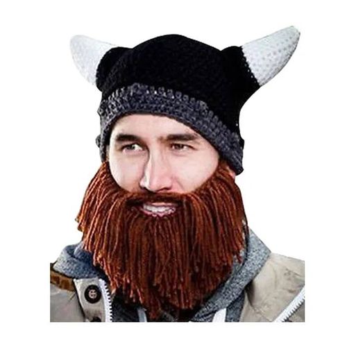 Bonnet Noir À Cornes Et Barbe De Viking