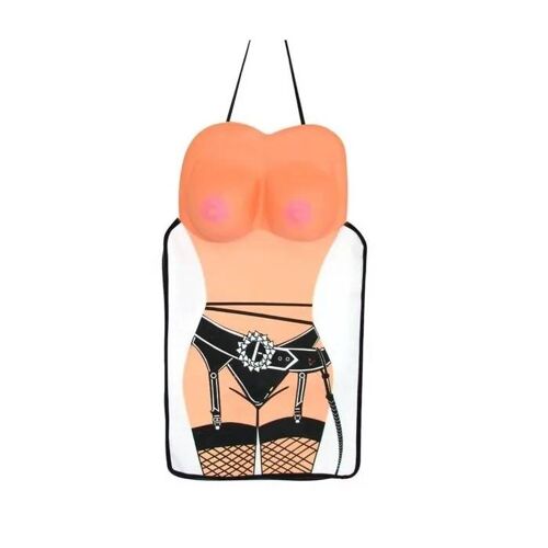 Tablier Femme Sexy Avec Seins En 3d Et Porte-Jarretelles Et Ceinture