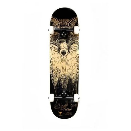 Skateboard Complet Trigger Fox - Noir - 20,6x81,2 Cm - 7 Plis De Bois D'érable Canadien
