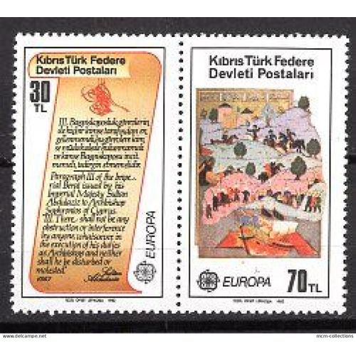 Chypre Turc 1982 Paire Europa Faits Historiques Yvert Neuf** Paire Se Tenant Provenant Du Bloc N° 3