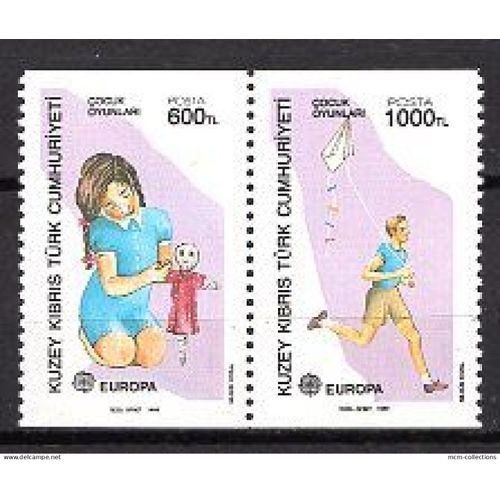 Chypre Turc 1989 Paire Europa Jeux D'Enfants  Yvert N° 226-27 Neuf**