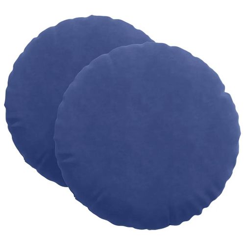 Vidaxl Coussins De Siège 2 Pcs Bleu Police Ø 40 X 13 Cm Velours