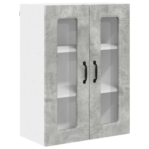 vidaXL Meuble mural de cuisine avec étagère Gris béton 60 x 31 x 80 cm