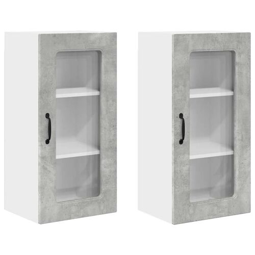 vidaXL Meuble mural de cuisine 2 pcs Gris béton 40 x 31 x 80 cm