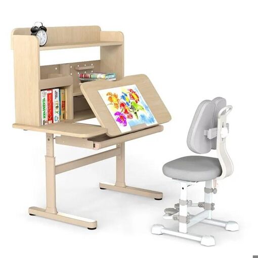 Bureau Enfant + Chaise Ergonomique Réglable (3-18 Ans) - Rangement & Posture - Bureau Fille Garçon - 12