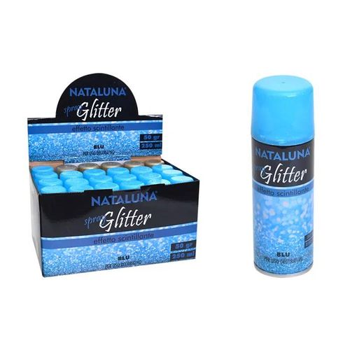 1 BOMBOLETTA SPRAY GLITTER 250ML BLU DECORAZIONE NATALE ADDOBBI
