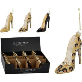 Decorazione Natalizia Appendibile Décolleté 9cm - Oro/Nero/Leopardato Colore Assortito