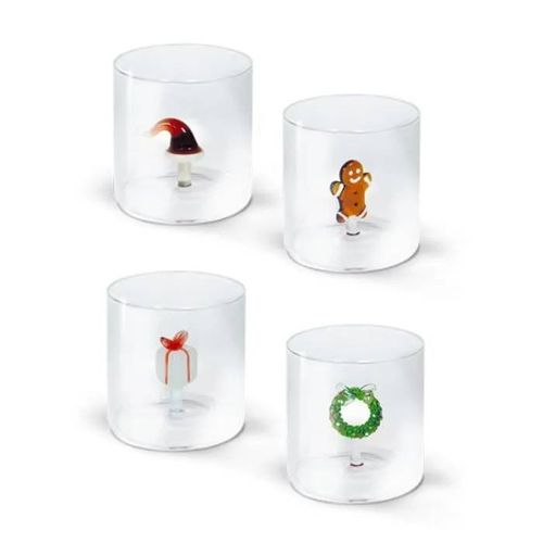 Verres En Assortiment Wd Lifestyle Vec Décoration De Noël Set De 4 Mixte