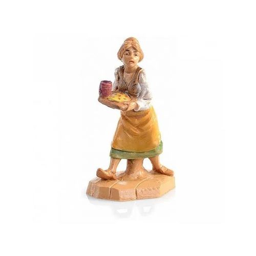 Fontanini Statuina Presepe Pastorella Con Vassoio 6,5cm In Resina (F-271)