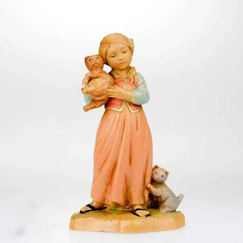 FONTANINI BIMBA CON GATTO 12CM IN RESINA STATUETTA STATUINA PRESEPE