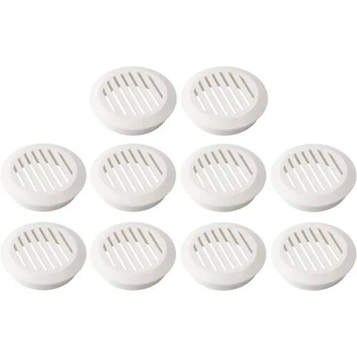 10x Grille de ventilation aération ronde plastique diamètre encastrement 50mm hauteur 12.5mm cache protection plafond, blanc
