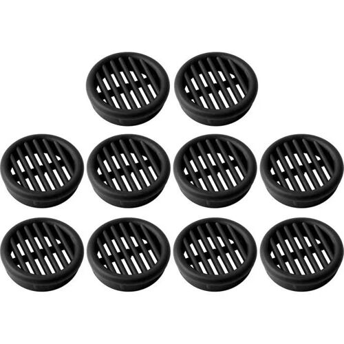 10x Grille d'aération ronde en plastique diamètre d'encastrement 35mm hauteur 11,5mm Ventilation Cache Protection Plafond Mur, Noir