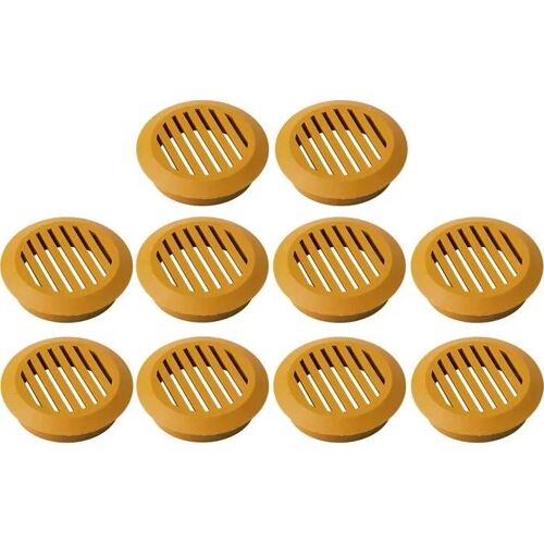 10x Grille de ventilation aération ronde plastique diamètre encastrement 50mm hauteur 12.5mm cache protection, marron clair
