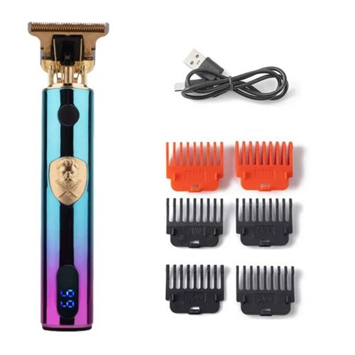 Tondeuse À Cheveux Professionnelle,Rasoir Électrique Avec Affichage Led,Chargement Usb-C,Tondeuse À Cheveux Longs Sans Fil,Tondeuse À Cheveux À Tête D'huile Green Purple