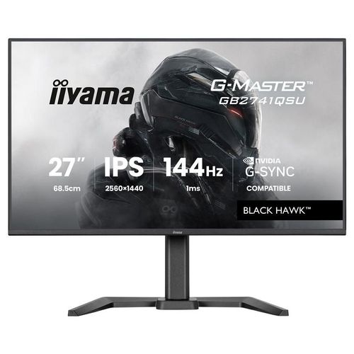 iiyama G-MASTER Black Hawk GB2741QSU-B1 - Écran LED - jeux - 27" - 2560 x 1440 @ 144 Hz - IPS - 350 cd/m² - 1500:1 - 1 ms - HDMI, DisplayPort - haut-parleurs - noir, mat