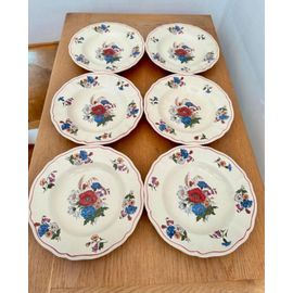 Lot De 6 Assiettes Creuses En Faïence Marque Sarreguemines 