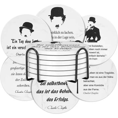 Set De Sous-Verres En Céramique Avec Illustration De Charlie Chaplin