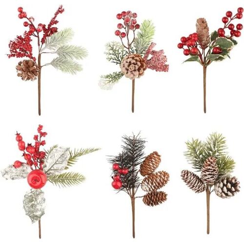 Brindilles De Pin Artificielles - Jangostor - Set De 6 - Couleurs Vives - Aspect Réaliste - Idéal Noël
