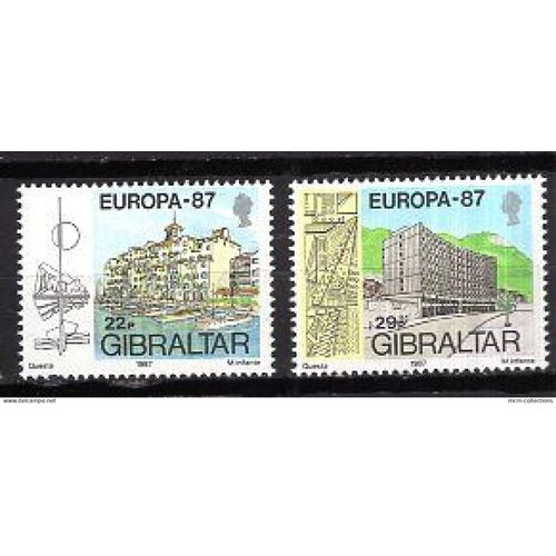 Gibraltar 1987 Paire Europa Architectures Modernes  Yvert N° 530-31 Neuf**