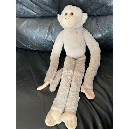 Doudou peluche singe gris long bras et longue jambes petjes world 49cm