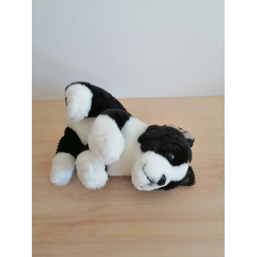 Peluche chien bouledogue blanc noir gipsy