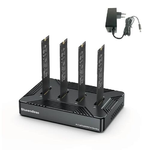 4 Baies Dock M.2 SSD NVMe/SATA 10Gbps USB-C Haute Vitesse PC/MAC/Téléphone OTG