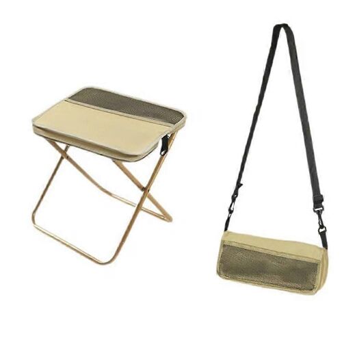 Tabouret De Sac A Dos Pliable, Chaise De Camping Portable, Siege Pliable Leger, Sac De Transport A Fermeture Eclair, Kaki, Capacite De 120 Kg