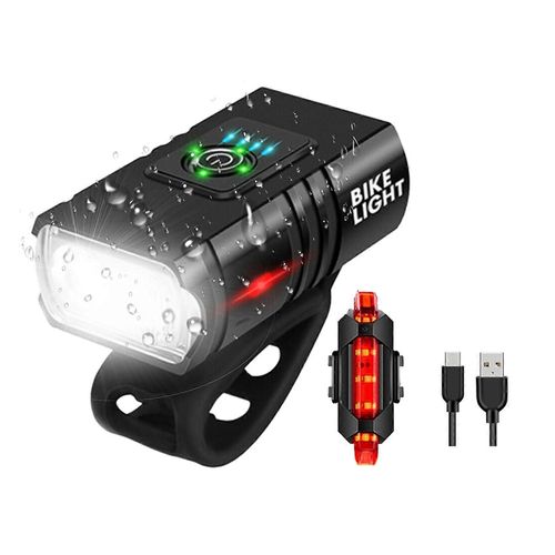 Eclairage Velo 6/4 Modes Avec Led Double Puissance, Eclairage Velo Etanche Ipx5 Rechargeable Par Usb Pour La Conduite De Nuit, Le Vtt Et Le Cyclisme.